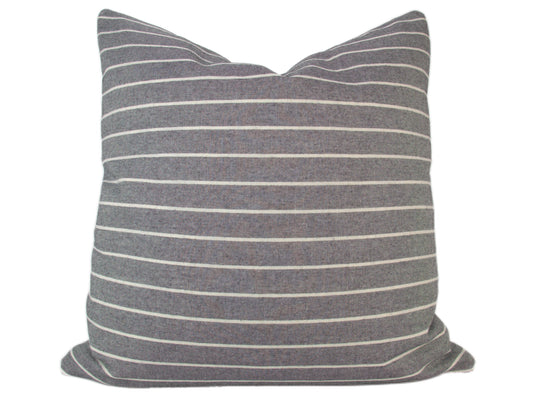 Grey & Cream Wide Stripe Pillow Cover