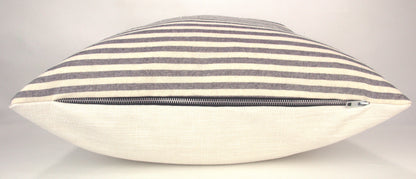 Grey & Cream Narrow Stripe Pillow Cover