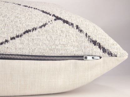 White & Black Moroccan Inspired Textured Pillow Cover