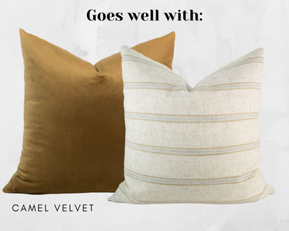 Oatmeal & Gold Striped Pillow Cover