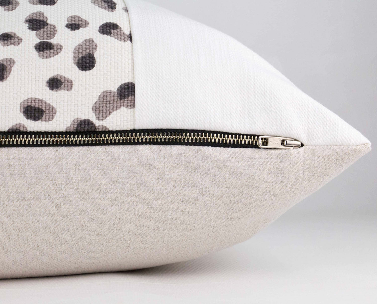 White & Leopard Color Block Stripe Pillow Cover, 20x20"