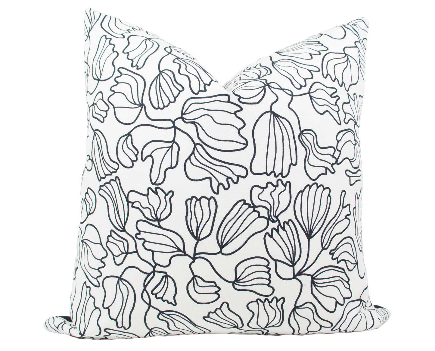 Black & White Modern Floral Pillow Cover, 20x20"