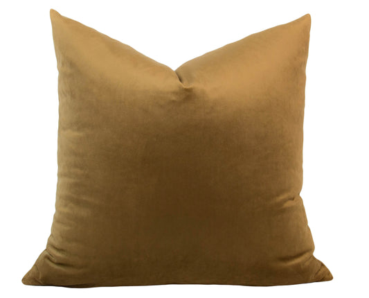 Camel Velvet Pillow Cover, 20x20"