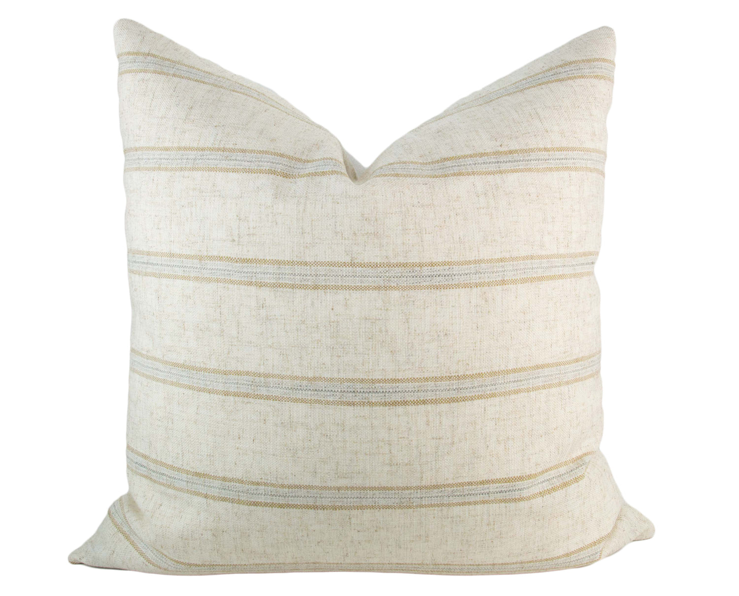 Oatmeal & Gold Striped Pillow Cover