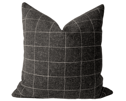 Charcoal Grey & Cream Check Pillow