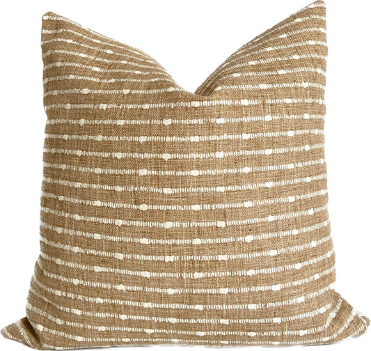 Camel Striped Pillow Cover, 20x20"