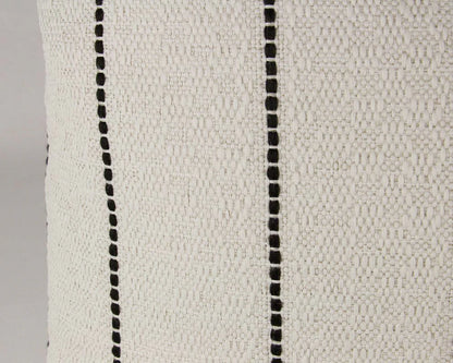 Cream & Black Striped Textured Pillow Cover, lumbar