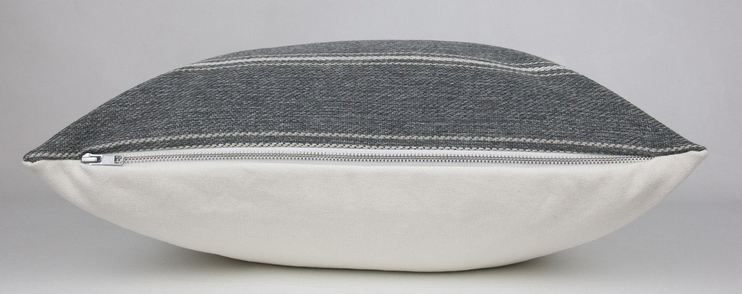 Grey Woven Striped Textured Pillow Cover, 20x20"