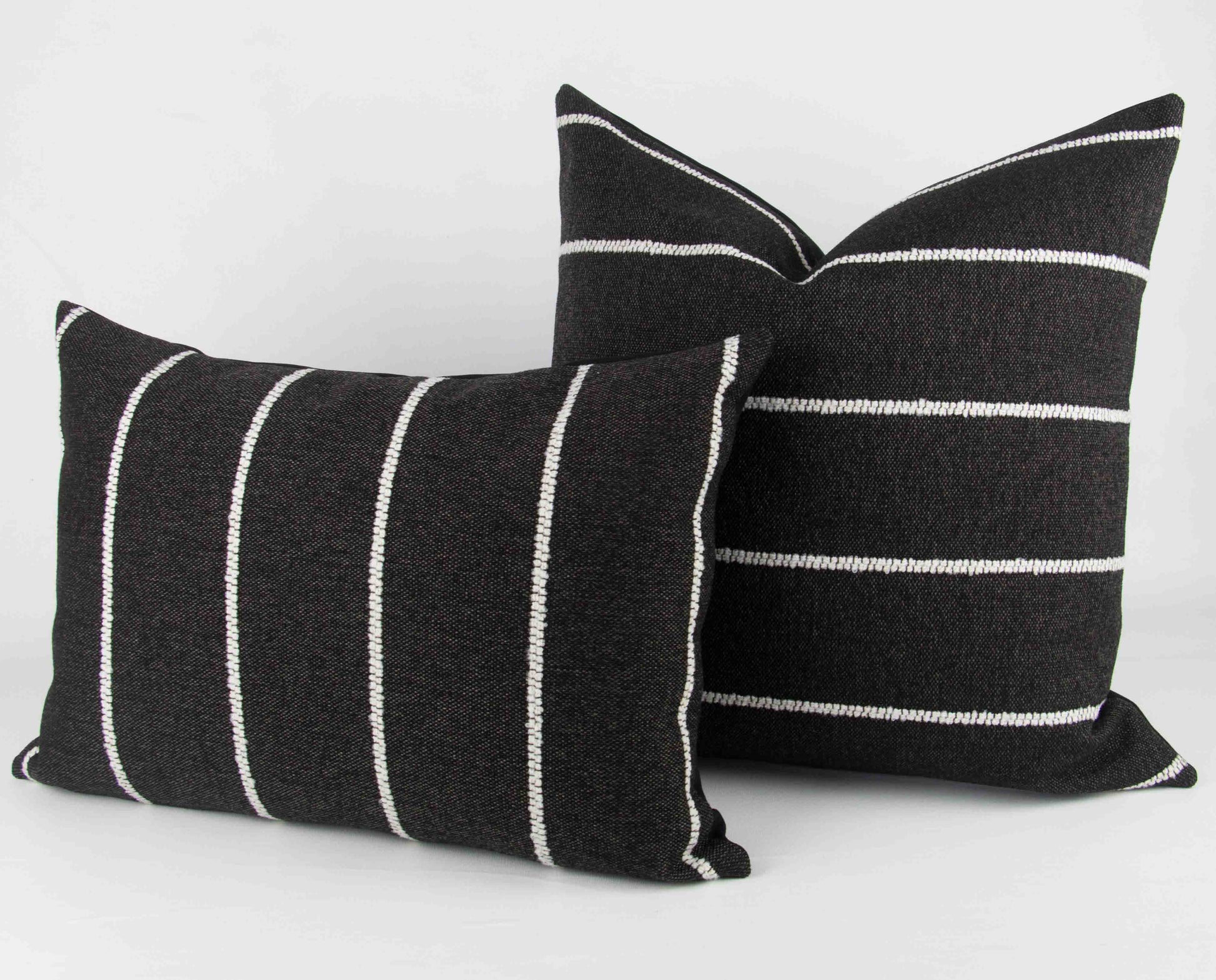 Black & White Rustic Stripe Pillow, 14x20" and 20x20"