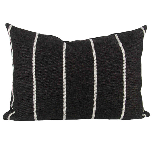 Black & White Rustic Stripe Pillow Cover, lumbar