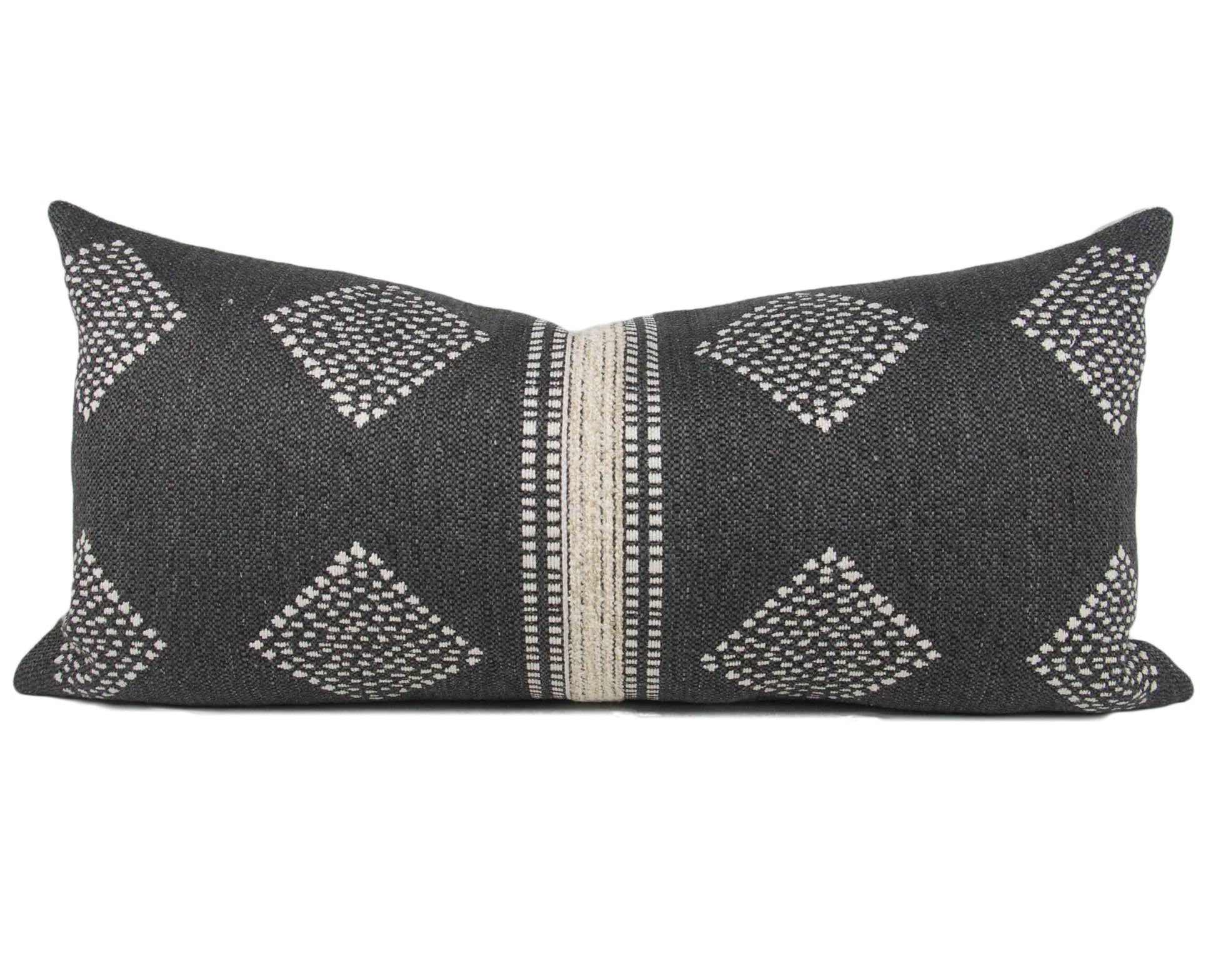 Charcoal & Cream Tribal Pillow Cover