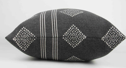 Charcoal Grey & Cream Tribal Pillow Cover 20x20", one stripe