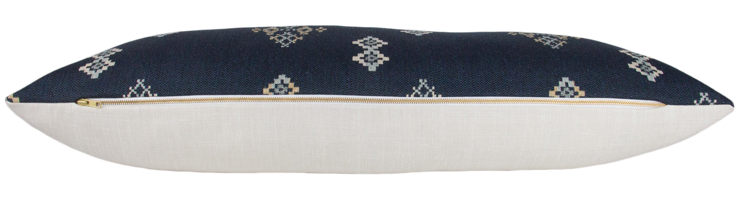 Indigo Southwestern Tribal Long Lumbar Pillow Cover 14x36"