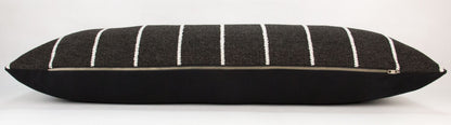 Black & White Rustic Stripe Pillow Cover, long lumbar